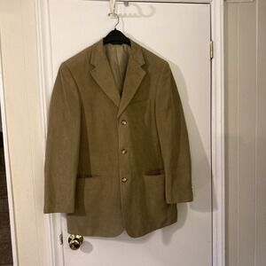 Men's Daniel Gray Corduroy Khaki Blazer Sports Coat‎ 42L Three Buttons